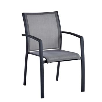 Visuel 1 du produit Fauteuil de jardin coloris gris en aluminium et textilène Carlina - 63 x 56 x 86,5 cm