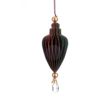 Visuel 1 du produit Suspension goutte en papier vert et bordeaux - 9 cm