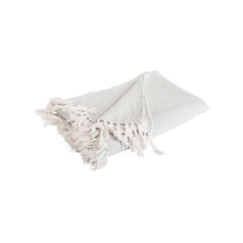 Visuel 1 du produit Plaid uni en chenille coton beige et gris - 170 x 130 cm