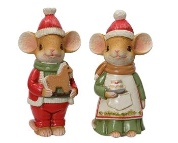 Visuel 1 du produit Souris pâtissière à poser en polyrésine rouge et verte - 5 x 7,5 x 14,5 cm
