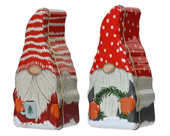 Visuel 1 du produit Boîte de rangement en métal embossé rouge forme gnome - 10 x 7 x 21 cm