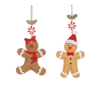Visuel 1 du produit Décoration à suspendre bonhomme pain d’épices marron - 14 x 9 cm