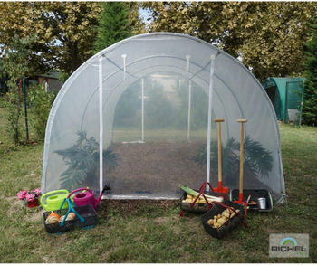 Visuel 1 du produit Serre tunnel pieds droits, 2 portes zippées, SERRES RICHEL - 13.5m²
