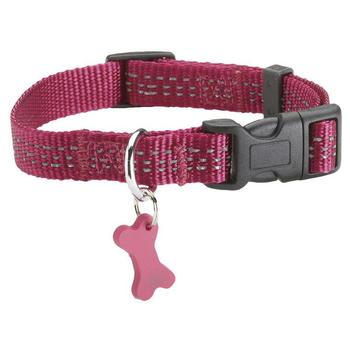 Visuel 1 du produit Collier pour chien coloris fuchsia en nylon tressé Bobby Safe – Taille XS