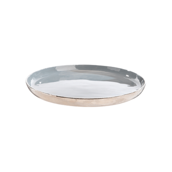 Visuel 1 du produit Plateau rond émaillé en aluminium bleu et argent - Ø 30 x H 3 cm