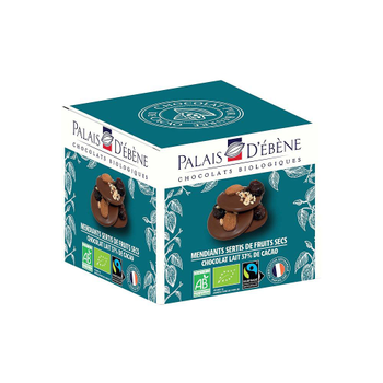 Visuel 1 du produit Cube mendiants chocolat au lait cacao bio Palais d'Ebène - 150 g