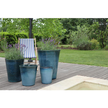 Visuel 1 du produit Pot coloris bleu Blue wave en terre émaillée Sydney - Ø 45 cm