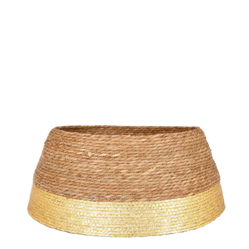 Visuel 1 du produit Jupe de sapin de Noël en jacinthe d’eau naturelle avec bordure or Mica Decorations - Ø 58 x H 26 cm