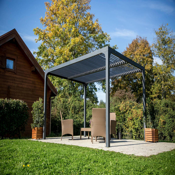 Visuel 1 du produit Pergola bioclimatique coloris gris en aluminium - 3,6 x 3 m