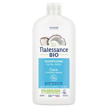 Visuel 1 du produit Shampooing extra-doux coco bio et kératine végétale Natessance - 500 ml