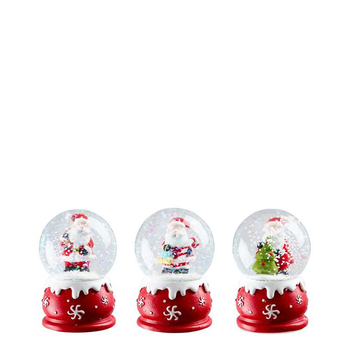 Visuel 1 du produit Boule à neige en résine rouge avec Père Noël - Ø 4,5 x H 6,5 cm