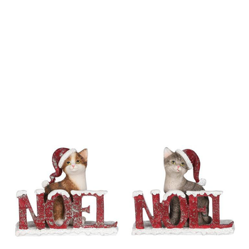 Visuel 1 du produit Figurine chat de Noël rouge en résine - 13,5 x 5 x 11 cm