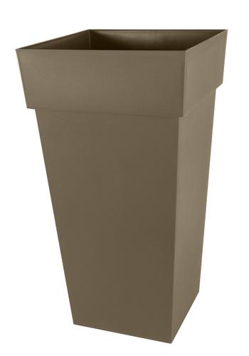 Visuel 1 du produit Pot carré en plastique coloris taupe EDA Toscane - 44 x 44 x 80,5 cm