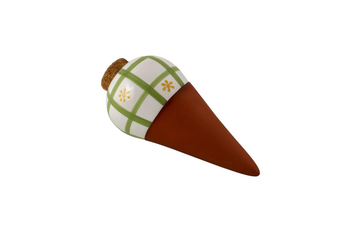 Visuel 1 du produit Carotte d’arrosage en terre cuite à décor blanc et vert Daisy - Ø 7 x 13 cm