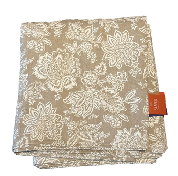 Visuel 1 du produit Nappe coloris lin naturel à motifs blancs en PE/coton Jacobean - 150 x 250 cm