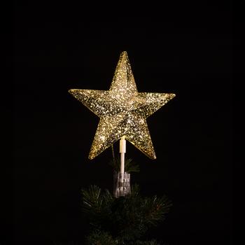 Visuel 1 du produit Cimier de sapin de Noël coloris argent étoile LED blanc chaud à piles intérieur - 21,6 x 5,8 x 21 cm