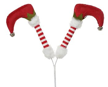 Visuel 1 du produit Jambes de lutin XL à piquer en velours rouge et blanc - 22 x 4 x 23 cm