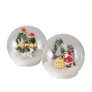 Visuel 1 du produit Boule décorative LED sur support en verre avec scénette de Noël en résine Froho - Ø 12 x H 11 cm
