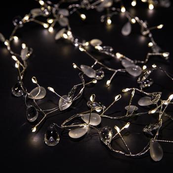 Visuel 1 du produit Guirlande lumineuse de Noël gouttes en verre LED blanc chaud câble argent à piles intérieur - 2 m