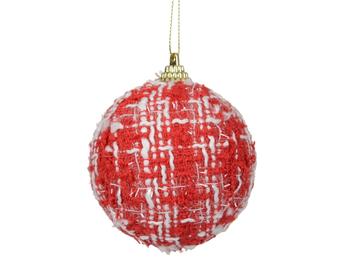 Visuel 1 du produit Boule de Noël effet tricot en mousse rouge et blanche - Ø 8 cm