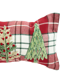 Visuel 1 du produit Boudin de porte en coton rouge et vert décor sapins - 80 x 17 cm