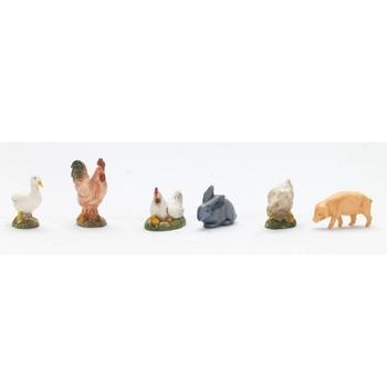 Visuel 1 du produit Set de 6 animaux de basse-cour pour crèche ou village de Noël coloris multicolore en PVC - 10 cm