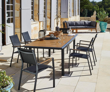 Visuel 1 du produit Table extensible en aluminium graphite/chêne, PROLOISIRS louisiane ii - 187/247x100cm