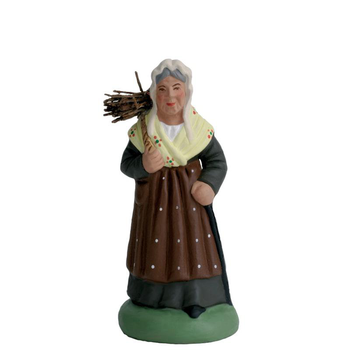 Visuel 1 du produit Personnage de crèche de Noël femme au fagot Santons Escoffier - 3,4 x 3,2 x 6,9 cm
