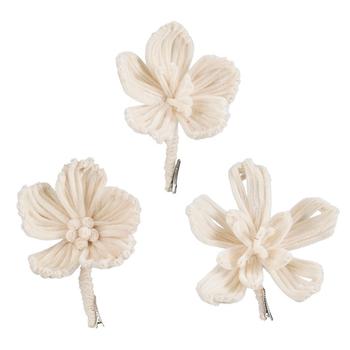 Visuel 1 du produit Fleur à clipser en velours blanc - Ø 13 x H 15 cm