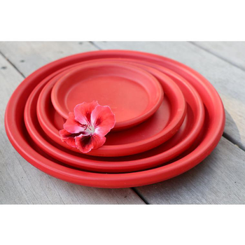 Visuel 1 du produit Soucoupe coloris rouge en terre émaillée - Ø 41 cm