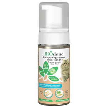 Visuel 1 du produit Shampooing mousse pour chat sans rinçage Biodène – 125 ml