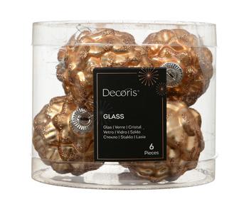Visuel 1 du produit Boîte de 6 pommes de pin en verre caramel brun - Ø 5 x H 7 cm