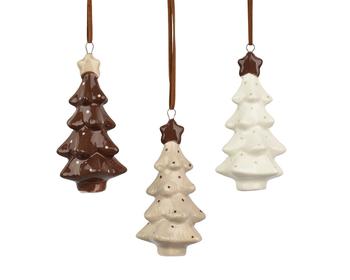 Visuel 1 du produit Sapin à suspendre en dolomite brun et crème - 5 x 4,5 cm