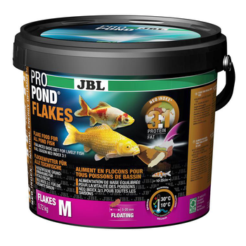 Visuel 1 du produit Nourriture poissons, flocons multi-espèces, JBL BASSIN ProPond Flakes M - 0,72kg/5,5L