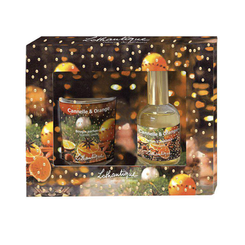 Visuel 1 du produit Coffret cadeau parfumé cannelle-orange Senteur et Lumière - bougie 75 g + vaporisateur 50 ml