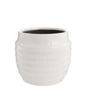 Visuel 1 du produit Cache-pot Linea coloris blanc en céramique - 14,5 x 14,5 x 13 cm