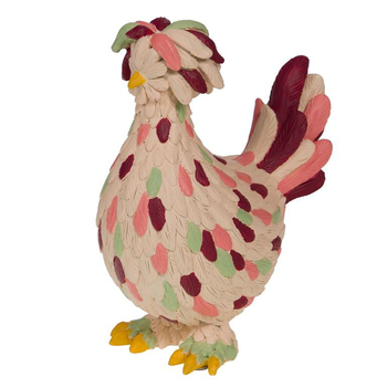 Visuel 1 du produit Poule décorative en résine multicolore Odette - 20 x 20 x 36 cm