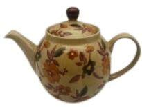 Visuel 1 du produit Théière en grès beige décoré fleurs multicolores Aveline - 1 L