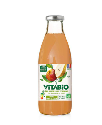 Visuel 1 du produit Pur Jus Poire Xénia et Pomme en bouteille Vitabio - 75 cl