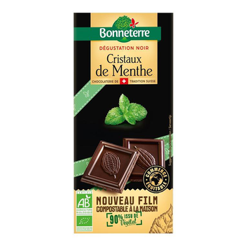 Visuel 1 du produit Chocolat noir cristaux de menthe Bonneterre - 90 g