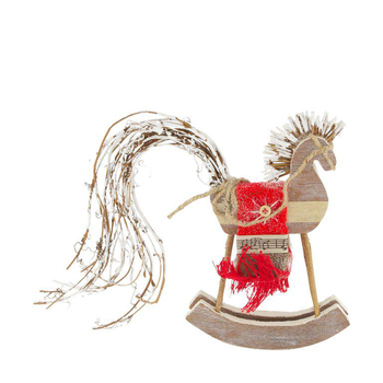 Visuel 1 du produit Figurine cheval à bascule en bois gris avec tapis rouge - 40 x 7 x 27 cm