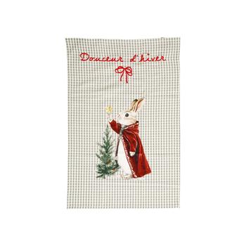 Visuel 1 du produit Torchon en coton avec motif lapin Douceur d’hiver - 70 x 50 cm