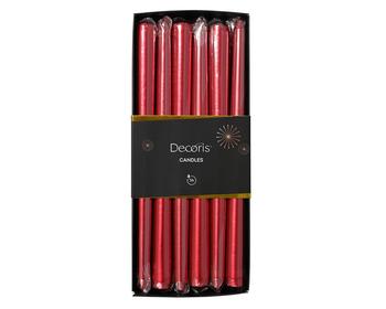 Visuel 1 du produit Pack de 12 bougies flambeau en paraffine rouge - Ø 2,1 x H 25 cm