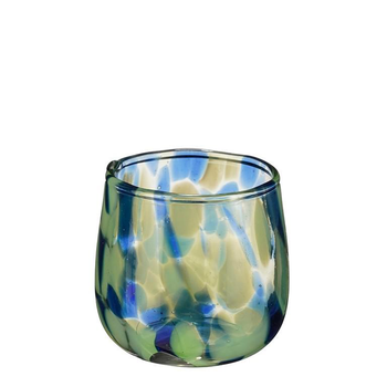 Visuel 1 du produit Bougeoir en verre coloris bleu Carole - 7 x 7 cm