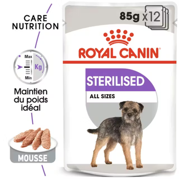 Visuel 1 du produit Pâtées pour chien stérilisé en mousse Royal Canin Sterilised - 12 x 85 g