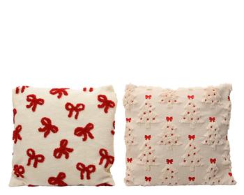 Visuel 1 du produit Coussin en polyester blanc à motif nœud rouge - 45 x 45 cm