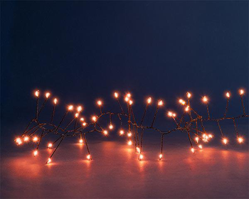 Visuel 1 du produit Guirlande lumineuse grappe à 300 micro-LED cuivre intérieur/extérieur sur câble noir - 4 m