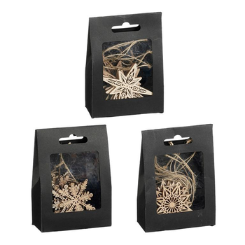 Visuel 1 du produit Décoration à suspendre flocon de neige en bois naturel - Ø 6 cm