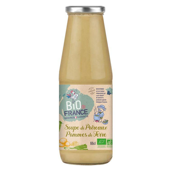 Visuel 1 du produit Soupe de poireaux pommes de terre bio. La bouteille de 66 cl