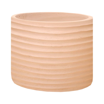 Visuel 1 du produit Pot cylindrique en terre cuite coloris beige Poterie du Bousquet Strié - Ø 33 x H 29 cm